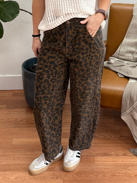 Mocha Leopard Twill Pants