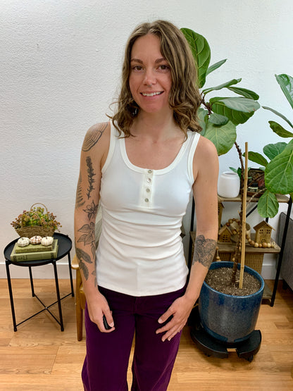 White Henley Tank