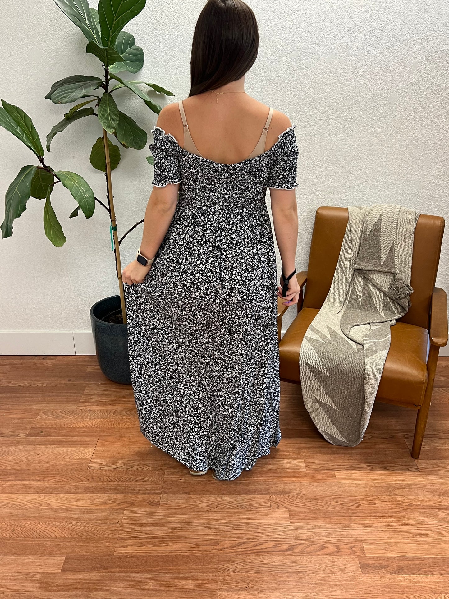 Black Off Shoulder Maxi Dress