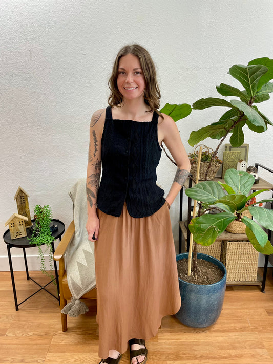 Amber Smocked Midi Skirt