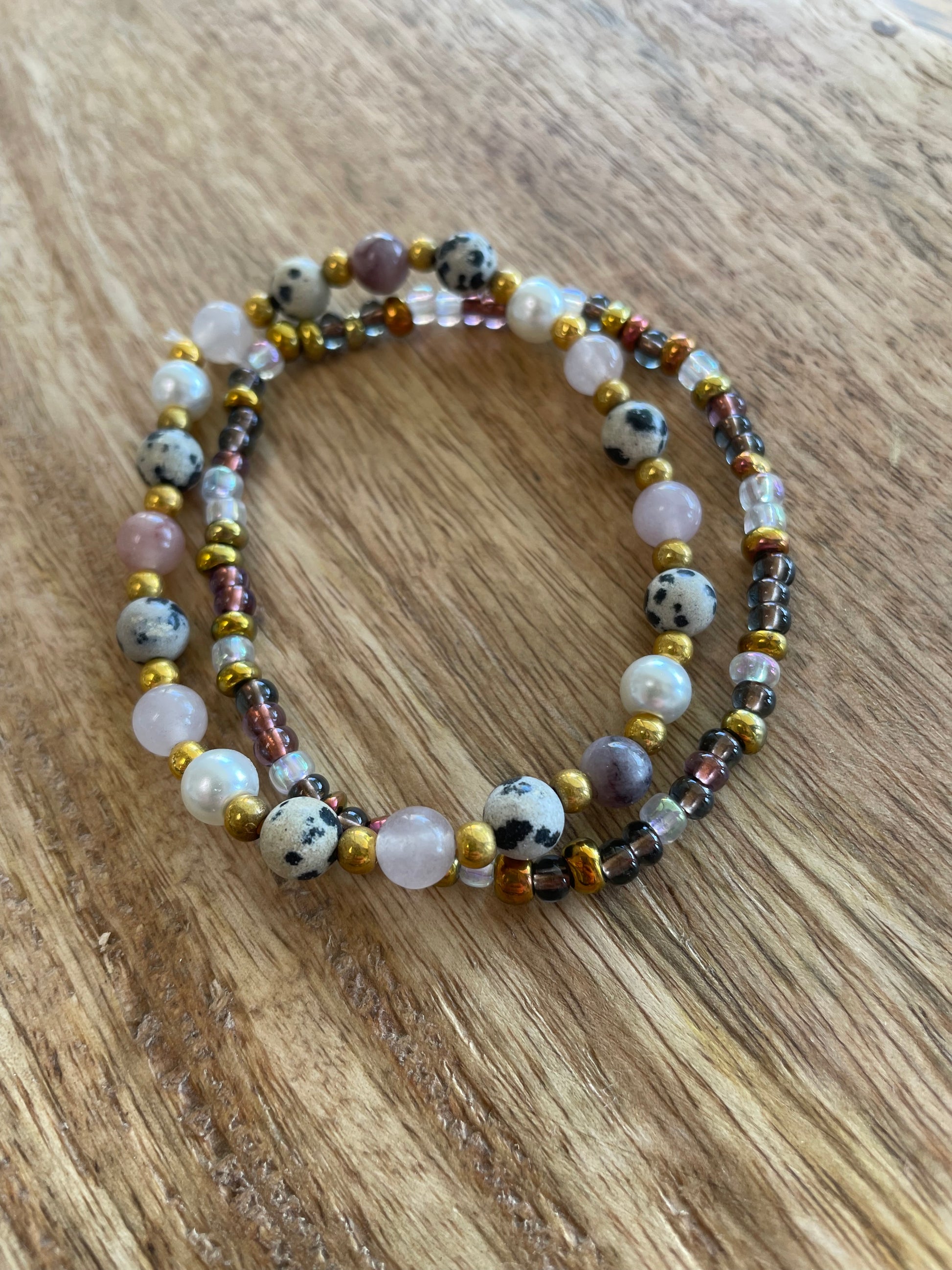 Handmade Natural Seed Bead Bracelet Set - Terra Cottage