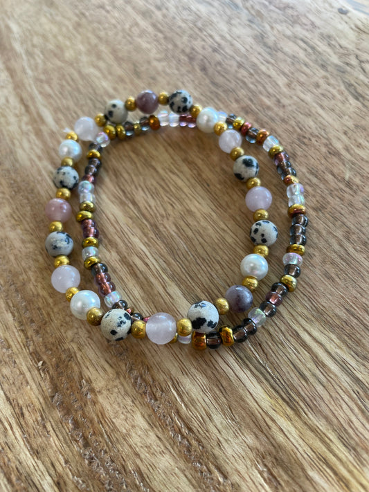 Handmade Natural Seed Bead Bracelet Set - Terra Cottage