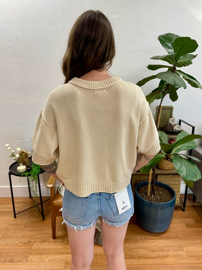 Natural Raw Edge Knit Sweater