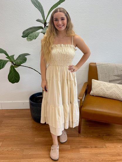 Taupe White Stripe Maxi Dress