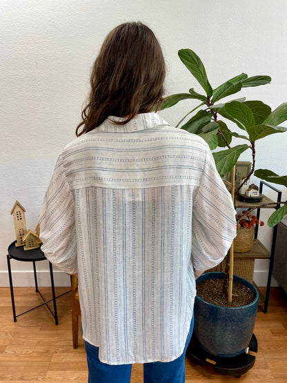 White Stripe Lightweight Layer Button Down
