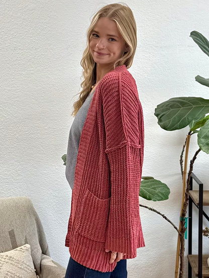 Brick Chunky Front Pocket Cardigan