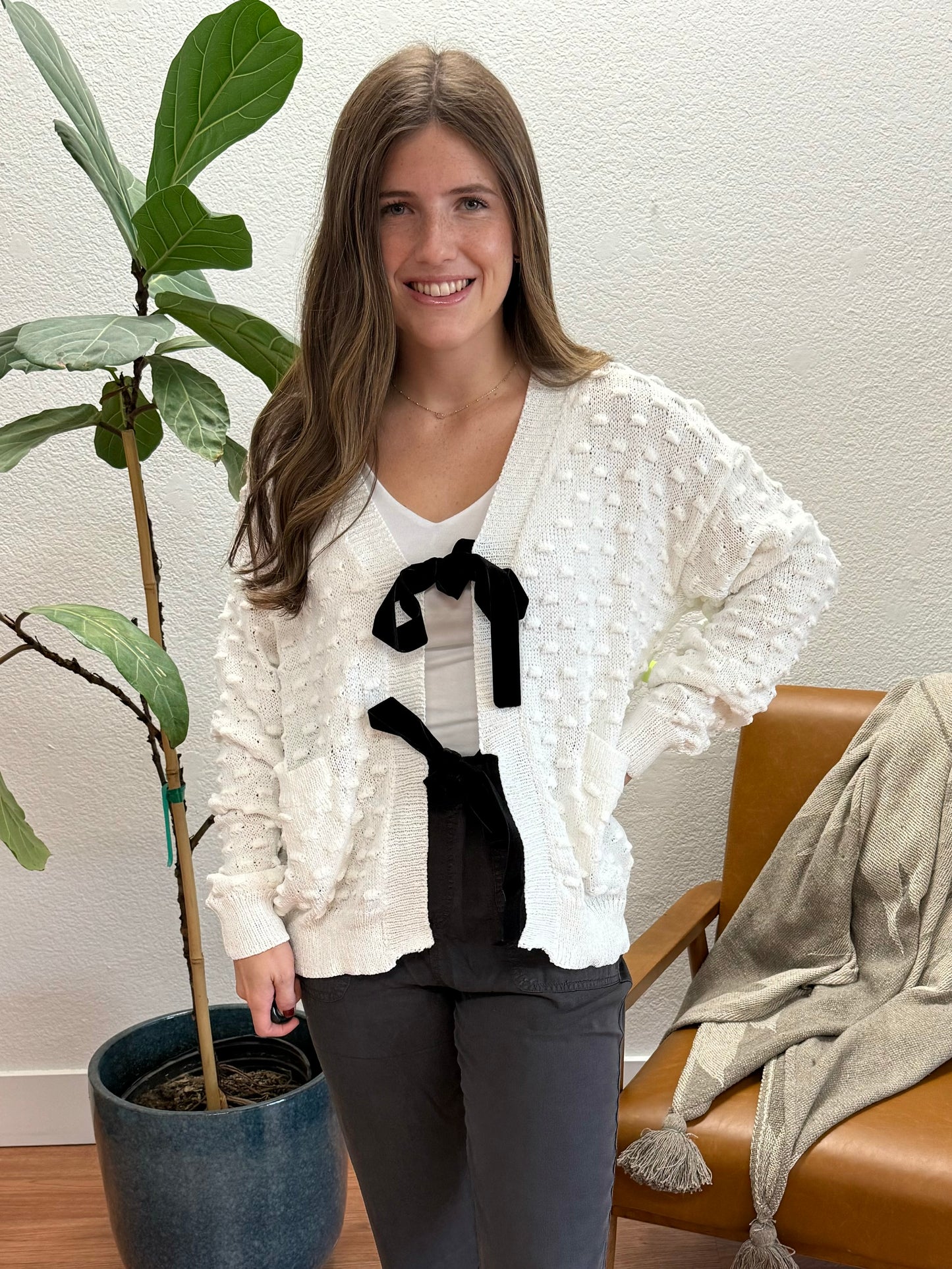 Ivory Reversible Bow Tie Sweater