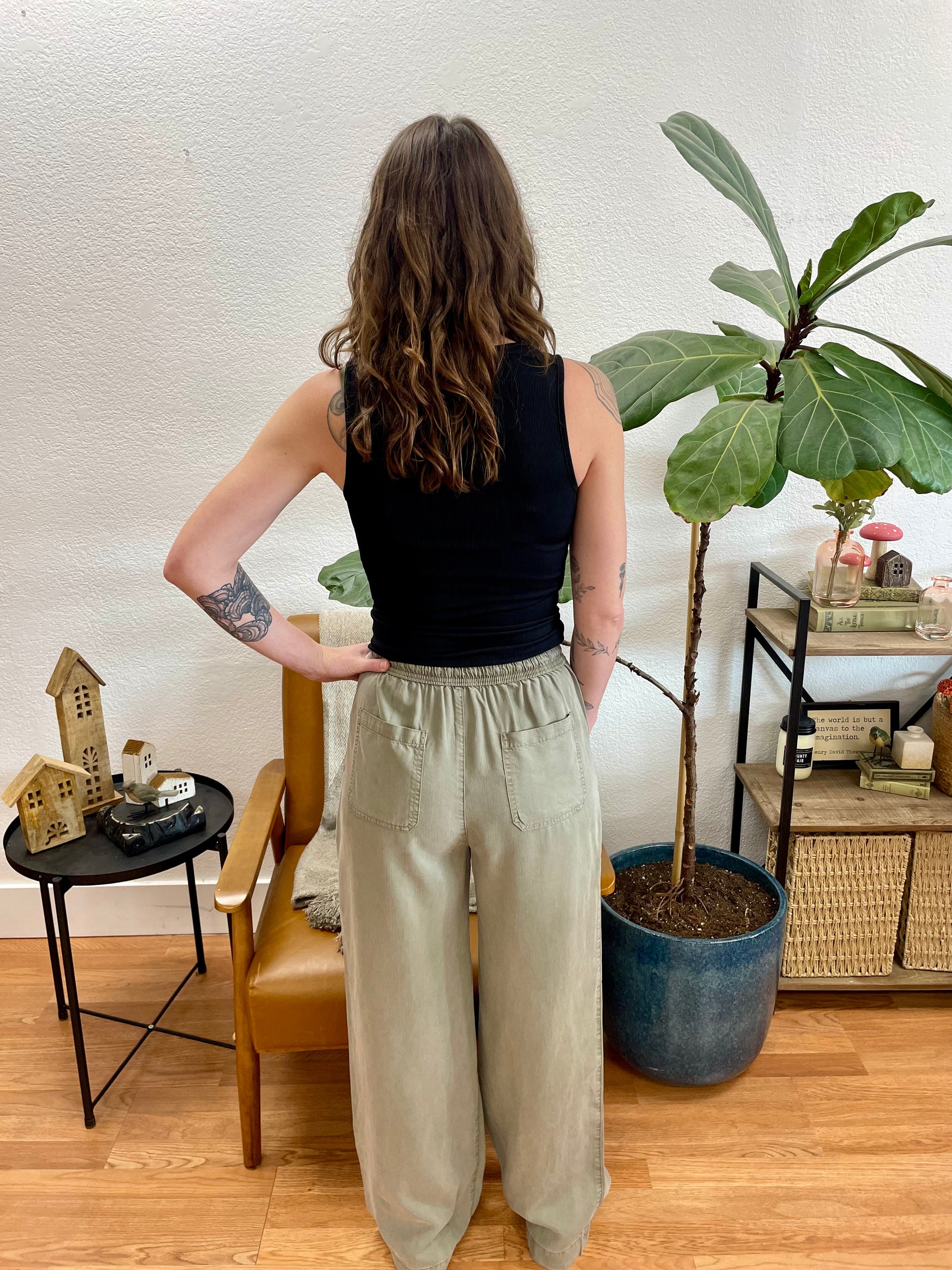 Sage Tencel Wide Leg Pants - Terra Cottage