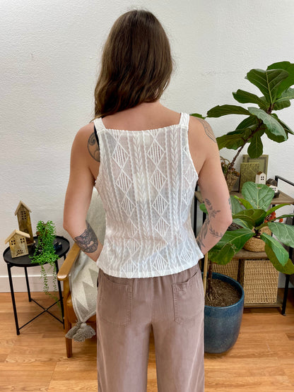 White Textured Vest Top