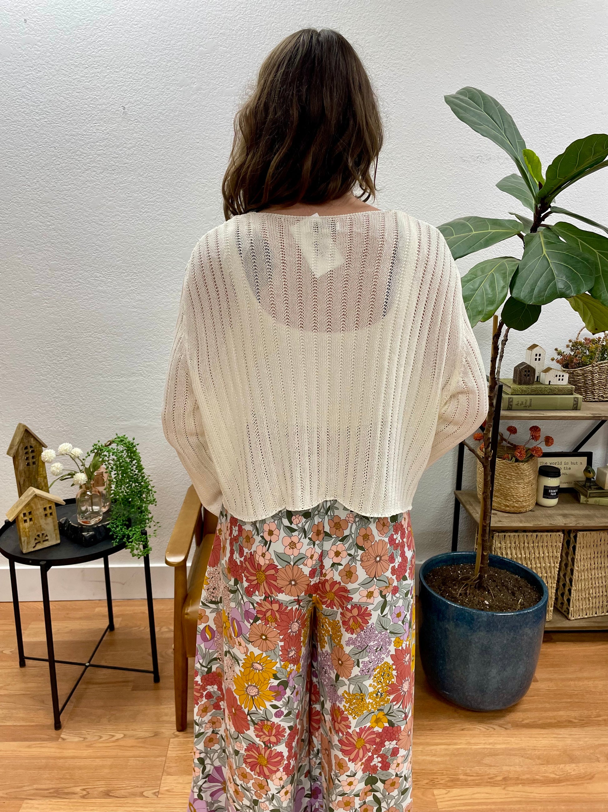 Ivory V Neck Knit Top - Terra Cottage