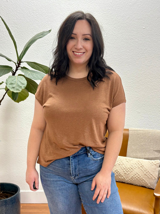 Clay Linen Boxy Tee