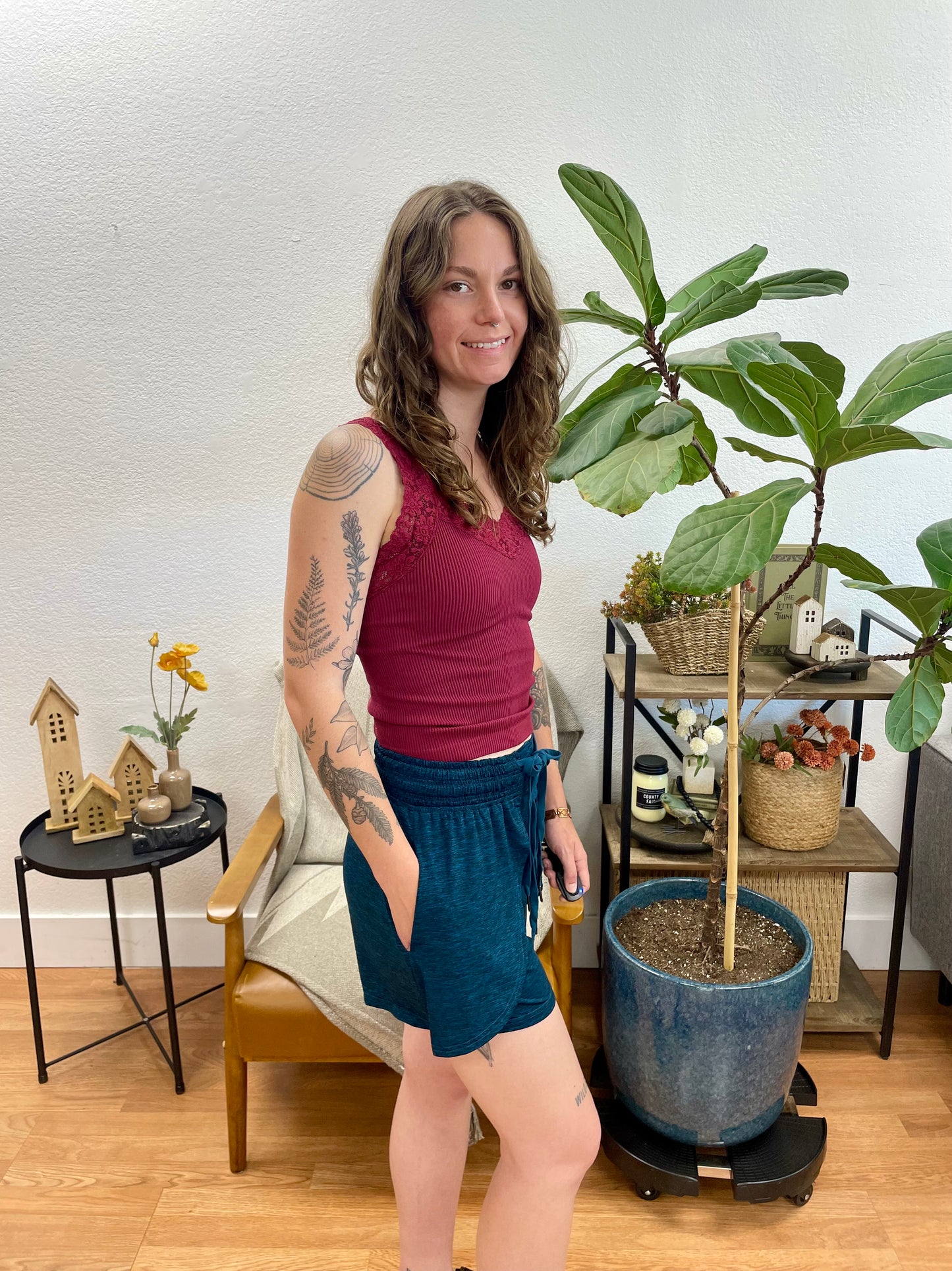 Emerald Tulip Hem Shorts