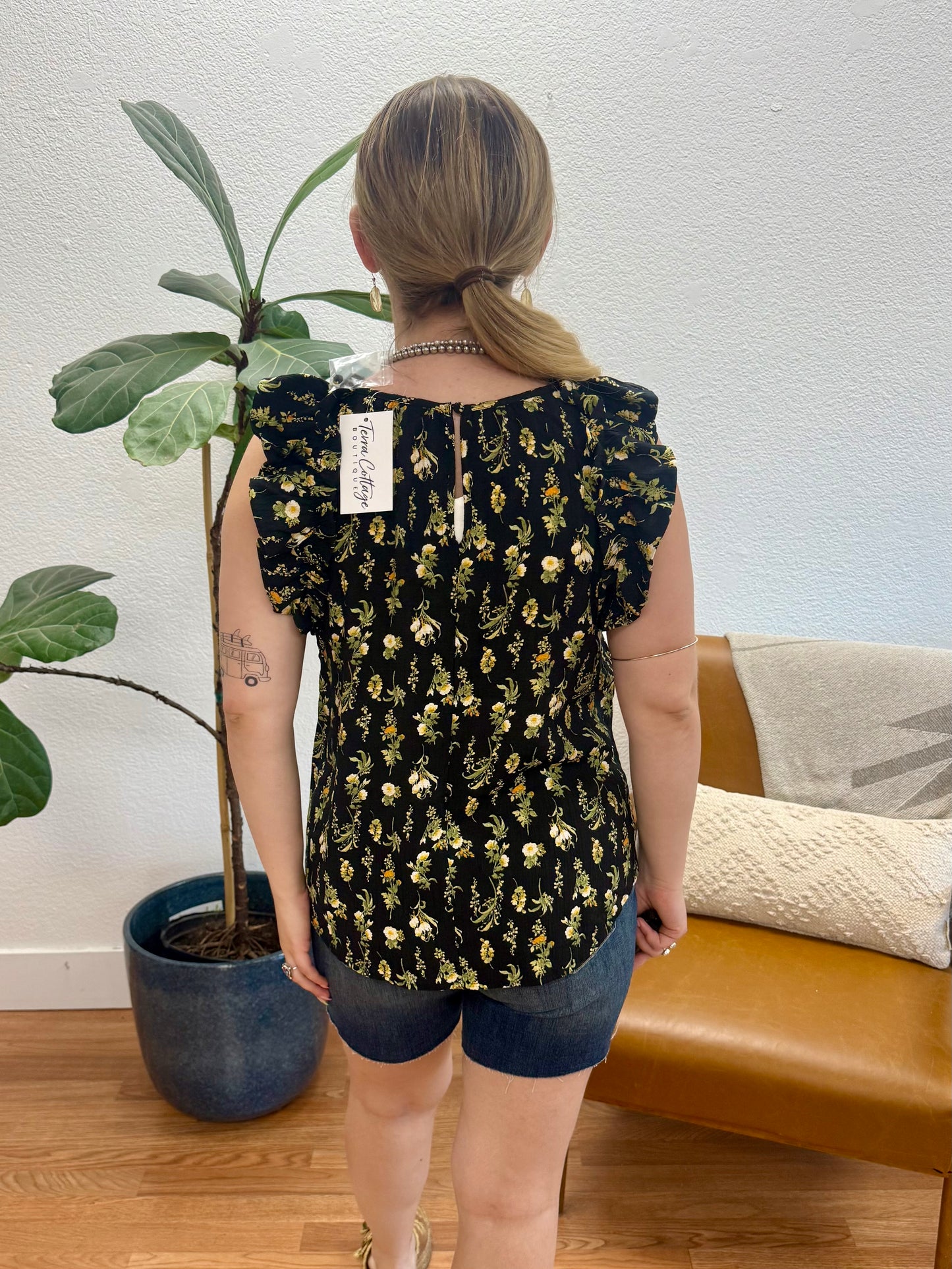 Black Floral Detail Tank