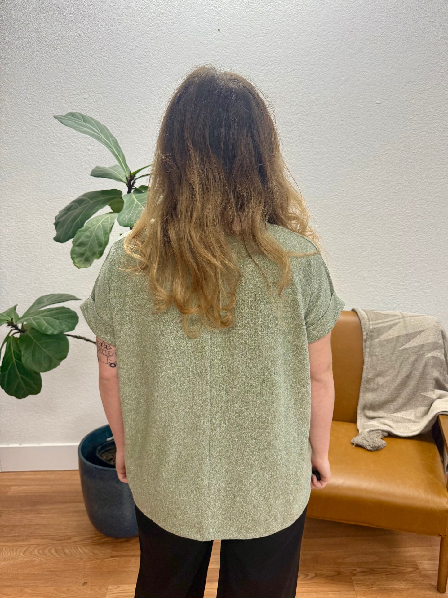 Light Olive Soft Melange Tee