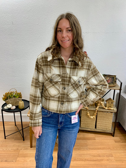 Cocoa Cropped Plaid Jacket