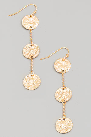 Triple Coin Chain Dangle Earrings