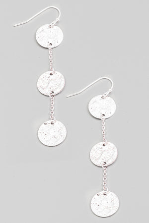Triple Coin Chain Dangle Earrings