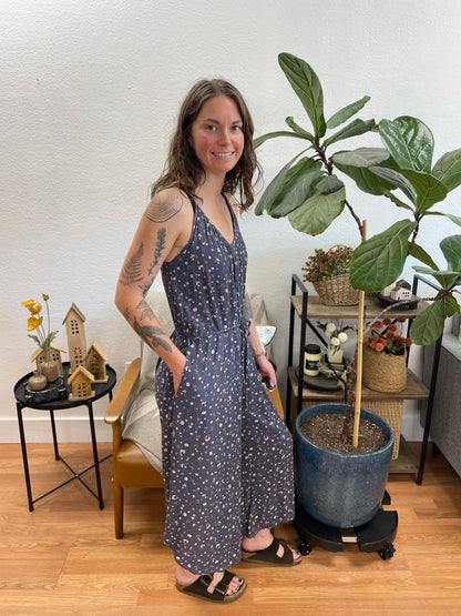 Navy Printed Jumpsuit