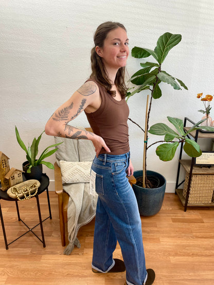 Risen Ankle Cuff Relaxed Straight Leg Jeans