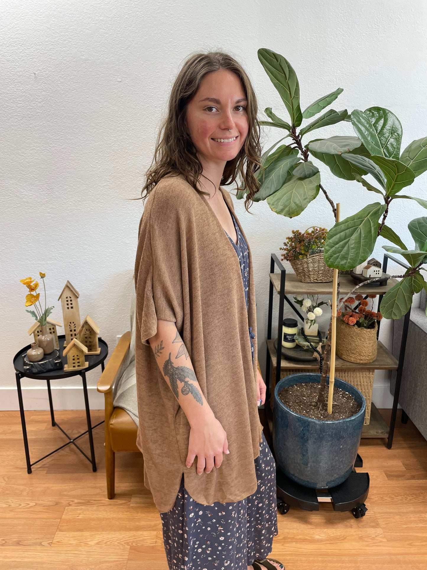 Mocha Short Sleeve Cardigan