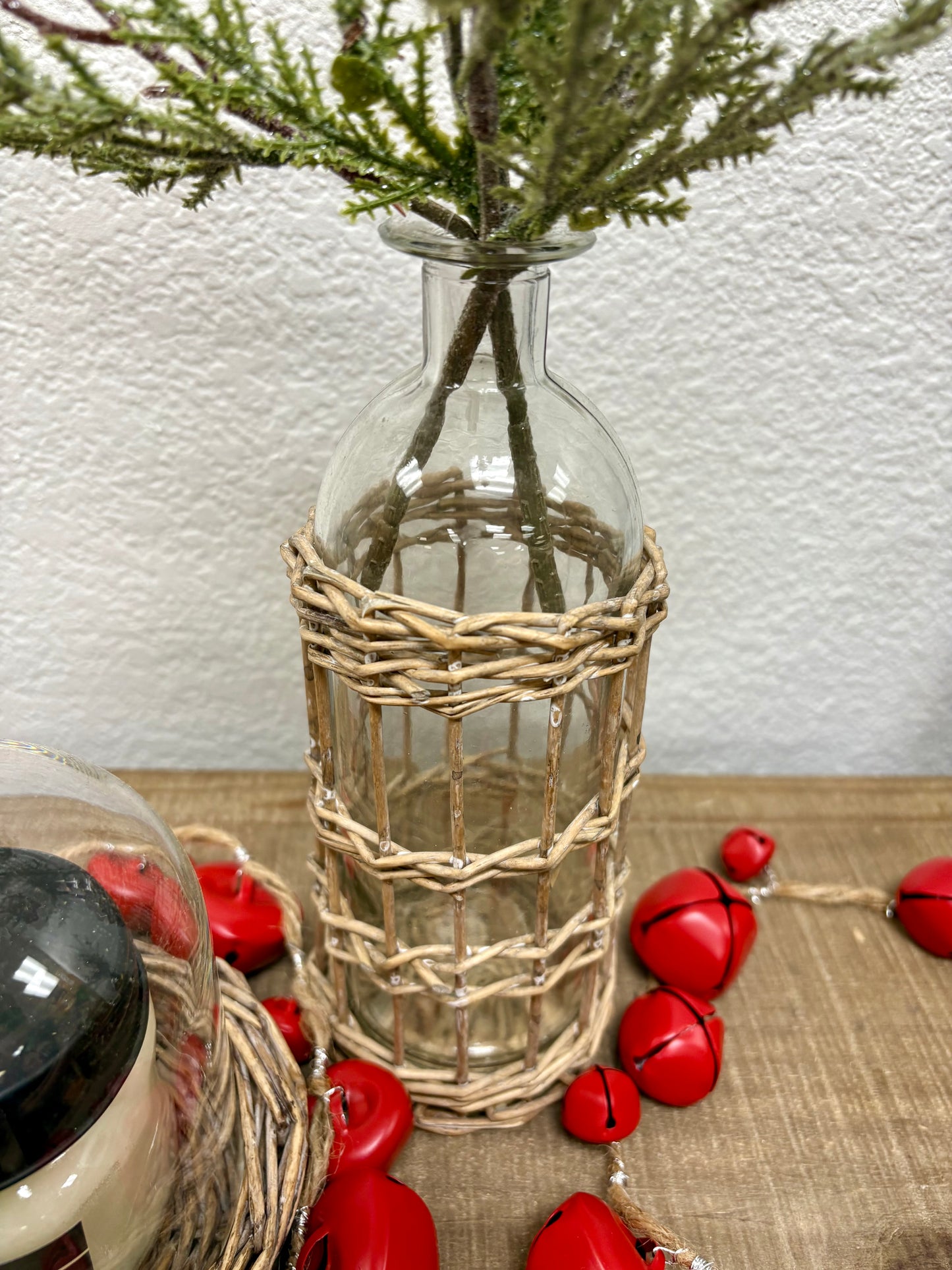 Willow Wrapped Glass Bottle Vase