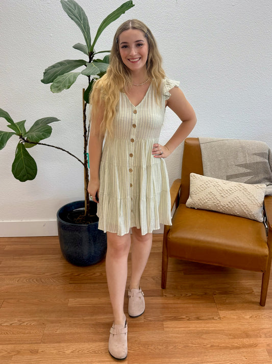 Light Olive Stripe Mini Dress