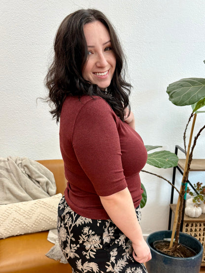 Burgundy Modal Ribbed Top