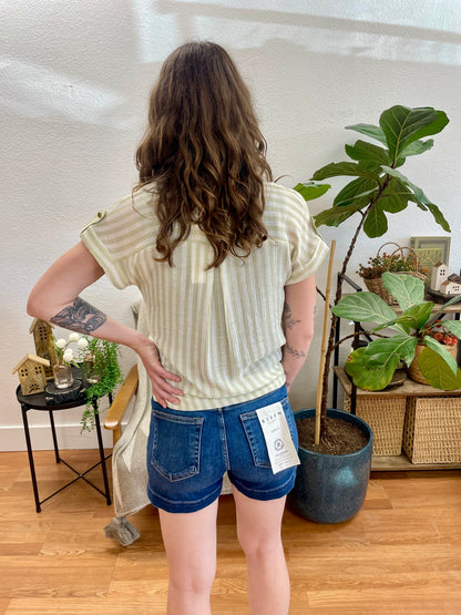 RISEN Dark Wash Side Slit Shorts