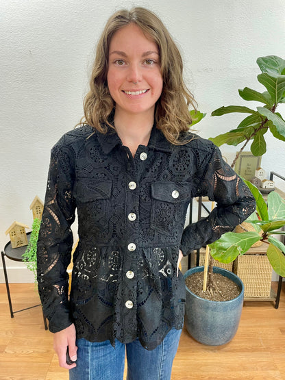 Black Lace Peplum Jacket