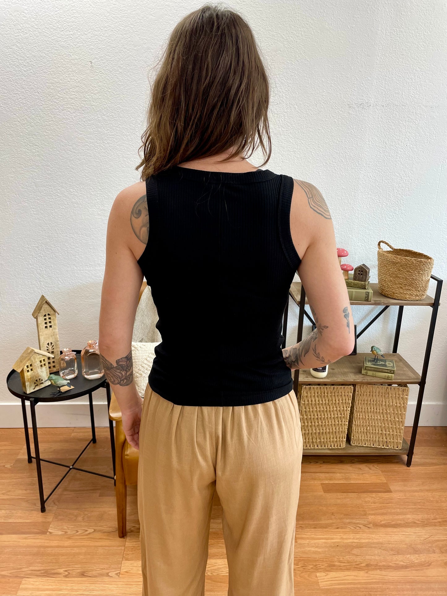 Black High Neck Luxe Tank