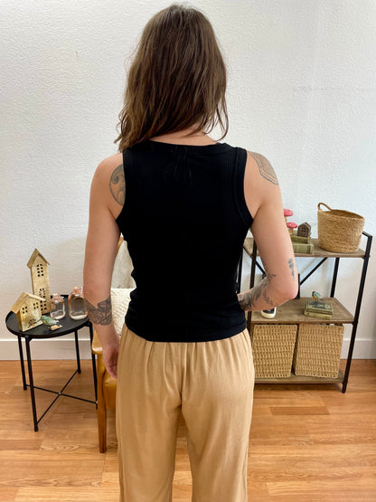 Black High Neck Luxe Tank