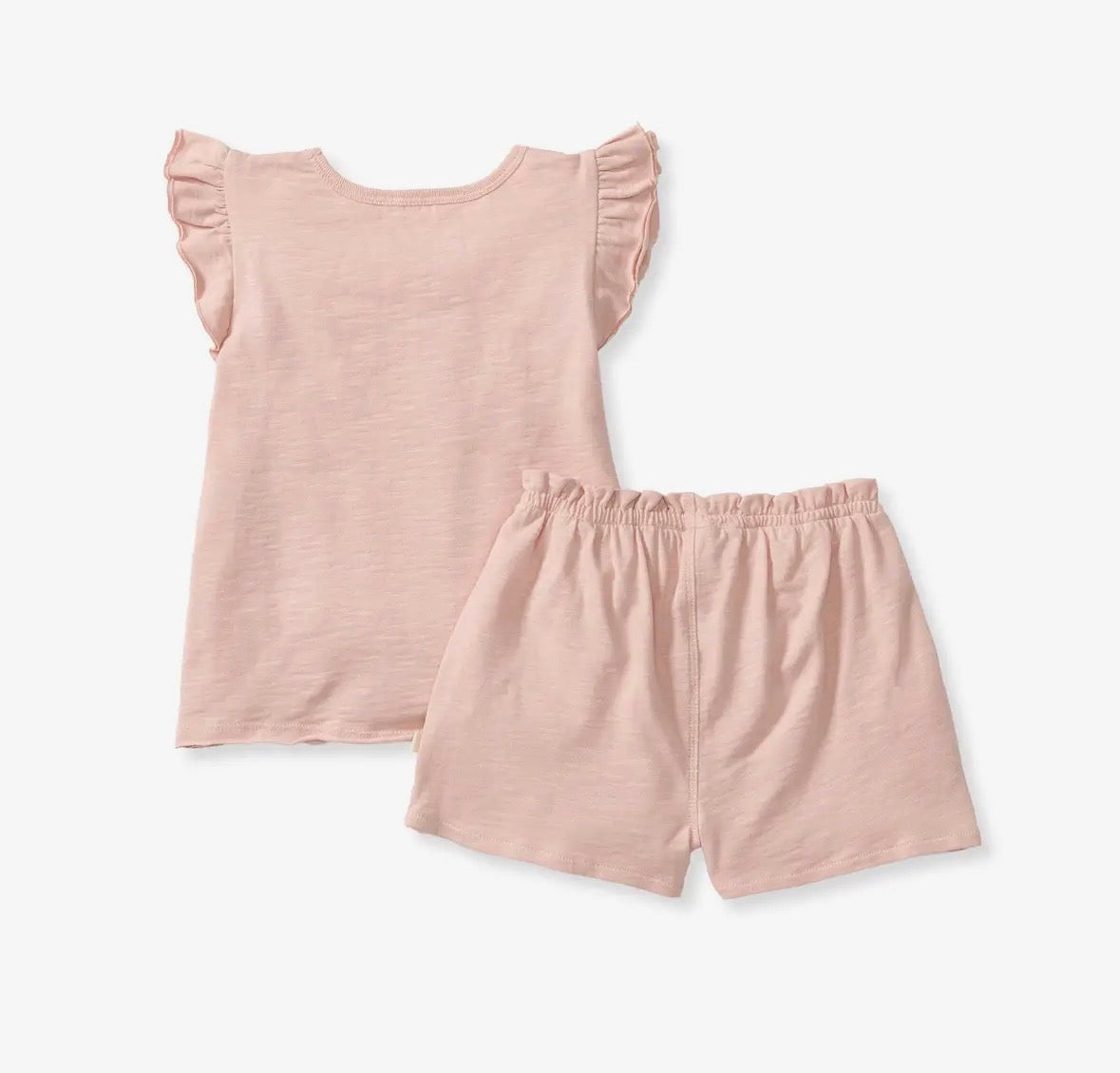 Girls Pink Slub Tee and Shorts Set