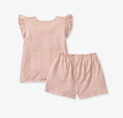 Girls Pink Slub Tee and Shorts Set