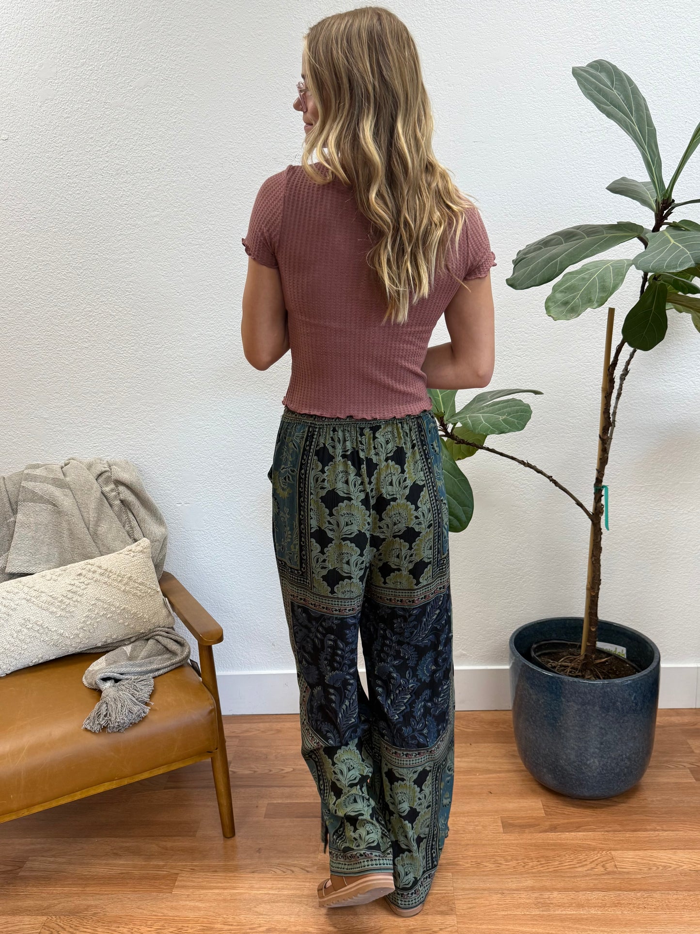 Black/Olive Wide Leg Pants