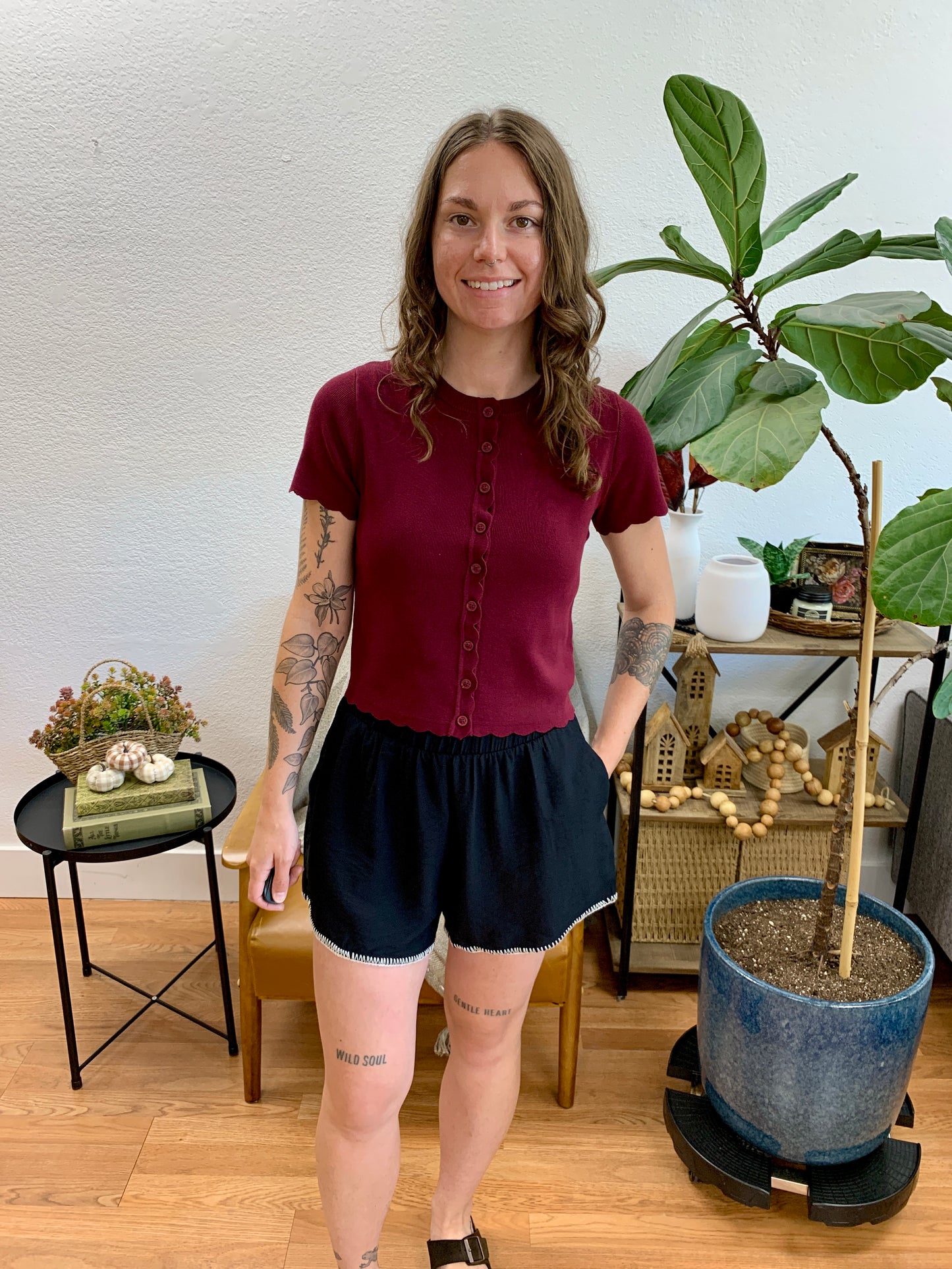 Black Edge Stitch Shorts