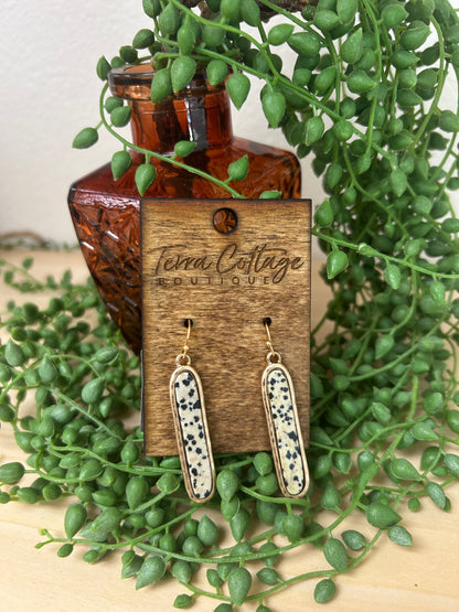 Metal Bar Stone Earrings