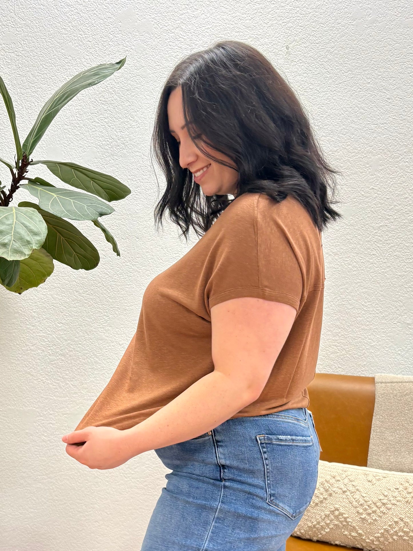 Clay Linen Boxy Tee