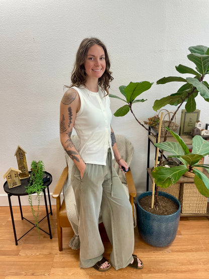 Olive Lightweight Tencel Pants
