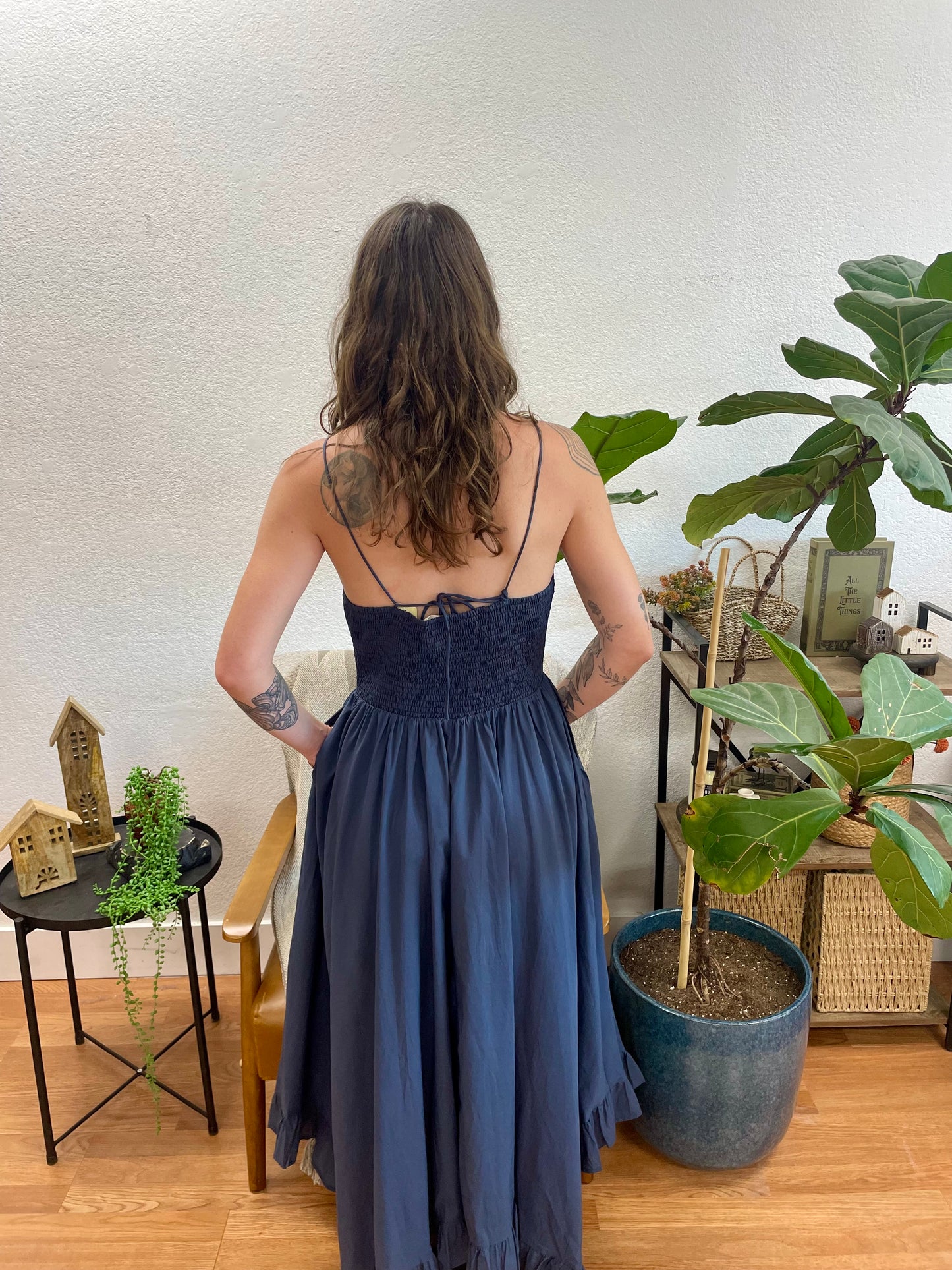 Navy Hanky Hem Dress