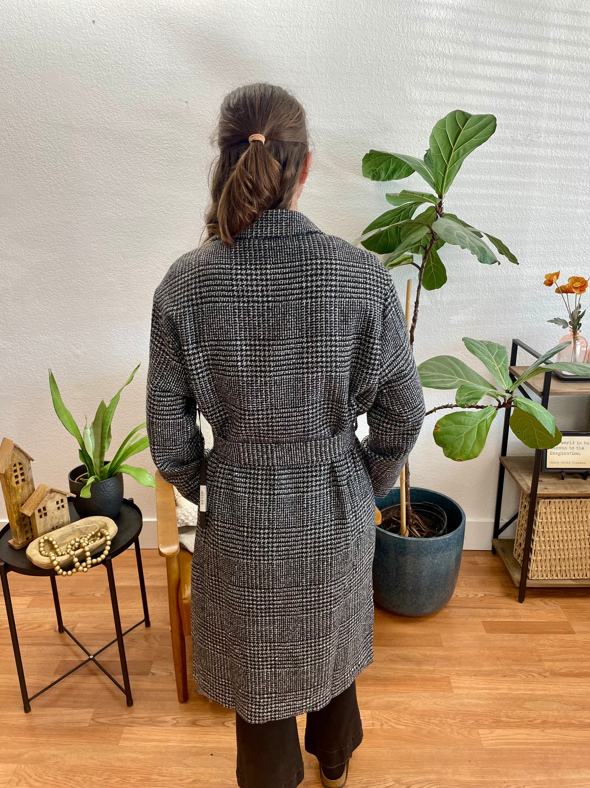 Black Chic Tie Front Coat - Terra Cottage