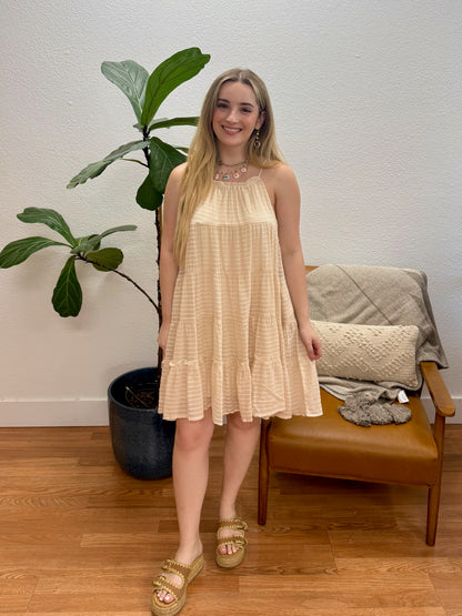 Cream Tiered Tunic Mini Dress