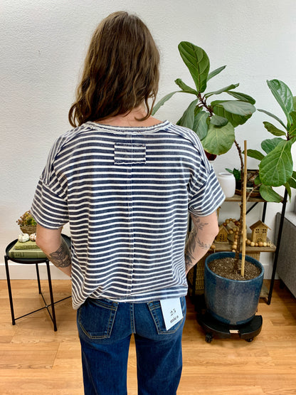 Navy Stripe Knit Top