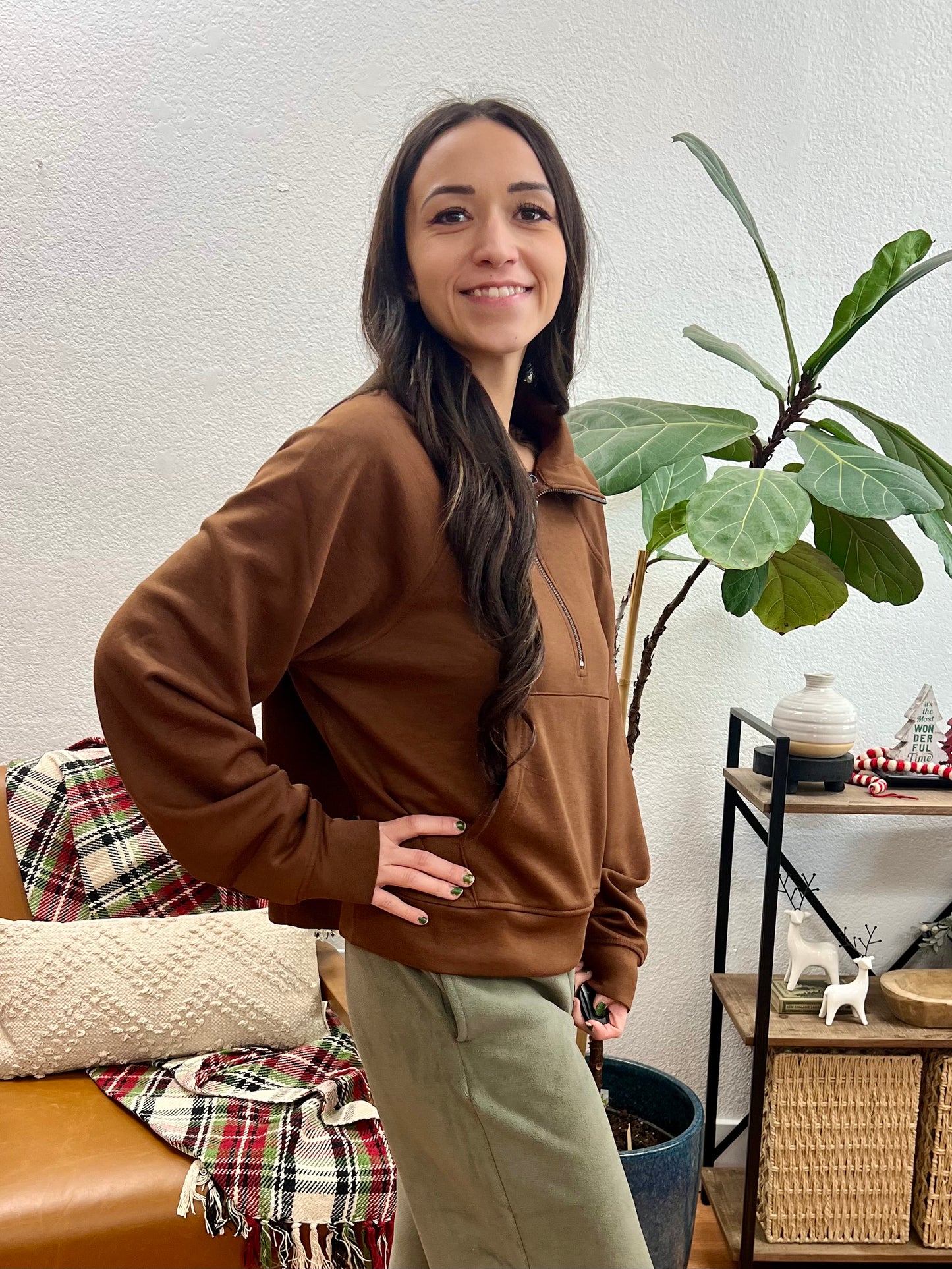 Brown Scuba Half Zip Pullover