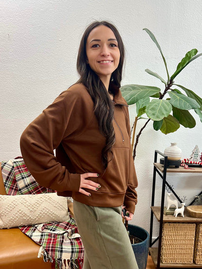 Brown Scuba Half Zip Pullover