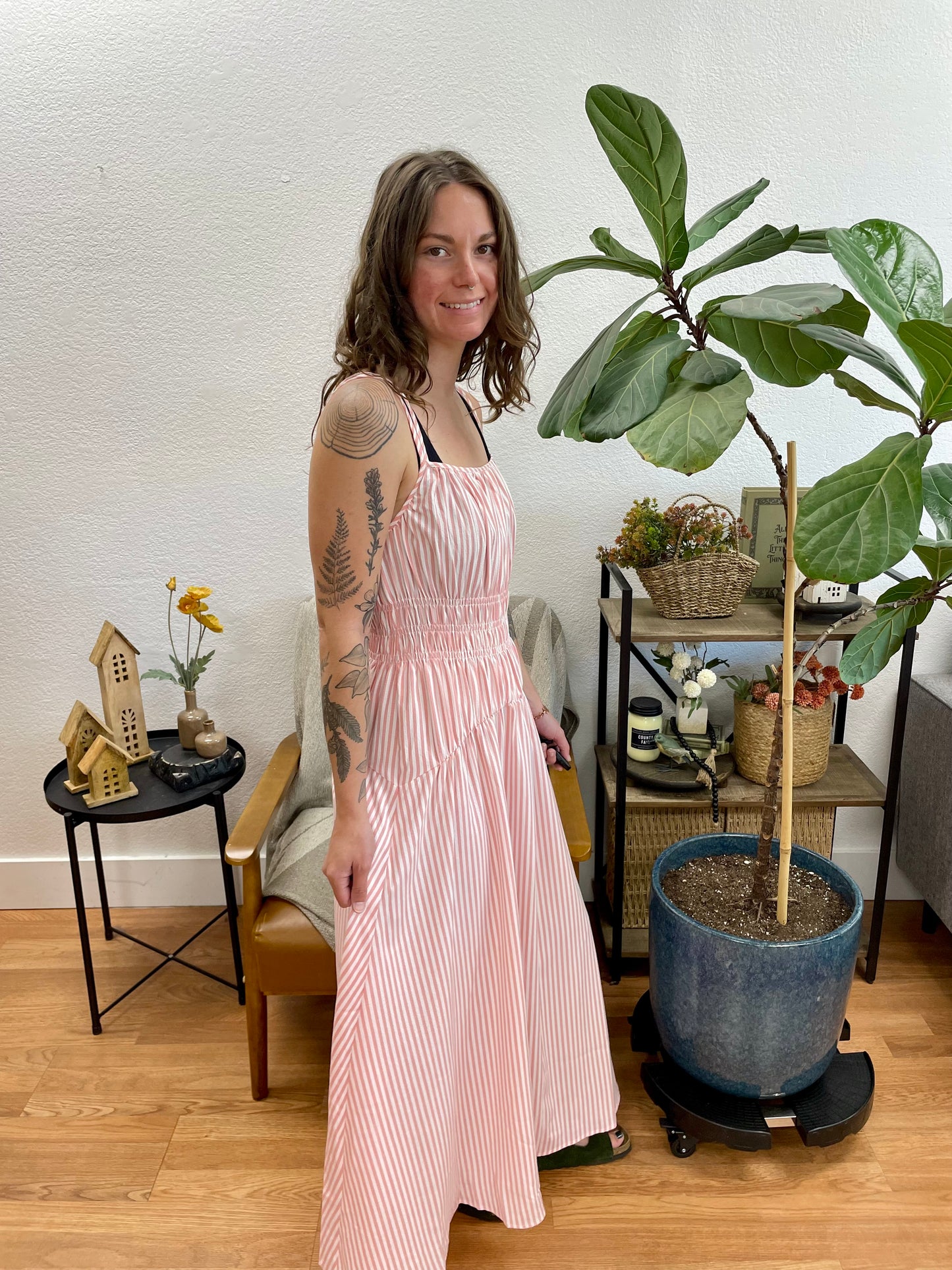 Pink Stripe Smock Dress