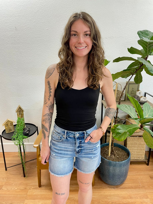 Mica Midday Blue Mid Length Shorts