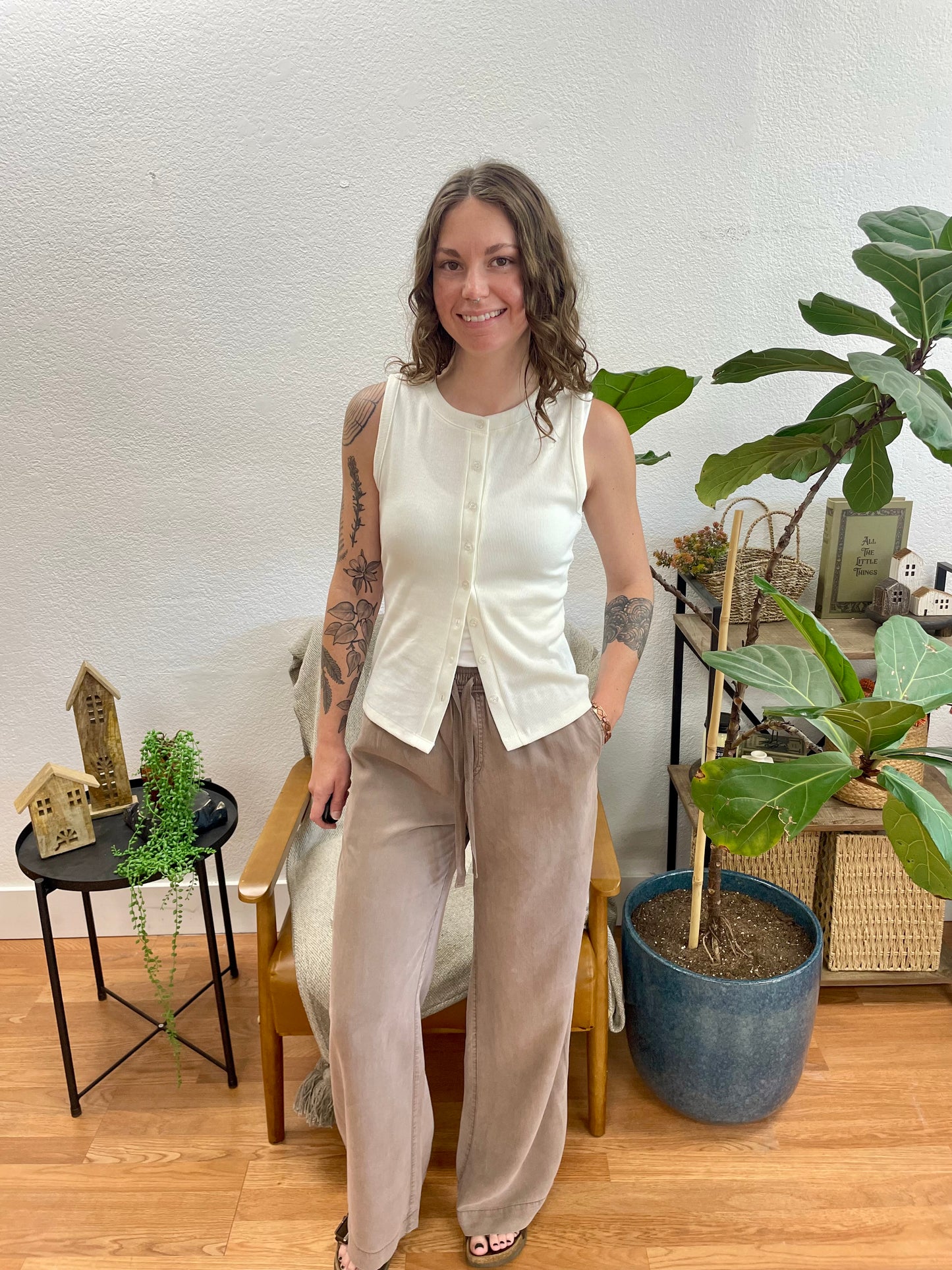 Mocha Lightweight Tencel Pants