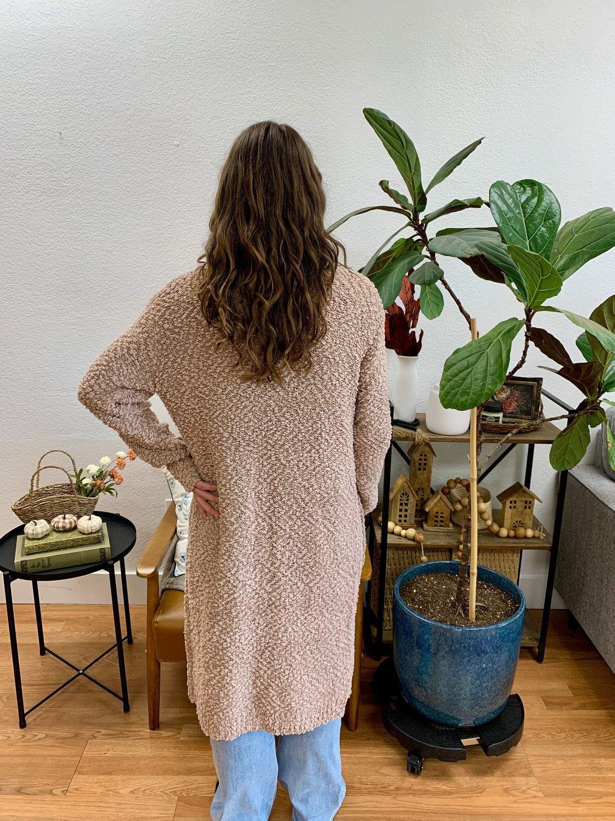 Tan Longline Cardigan