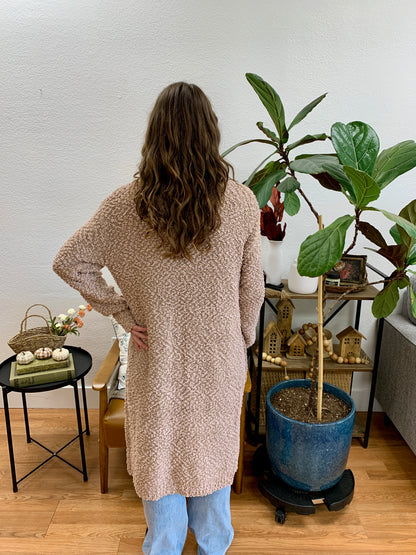Tan Longline Cardigan