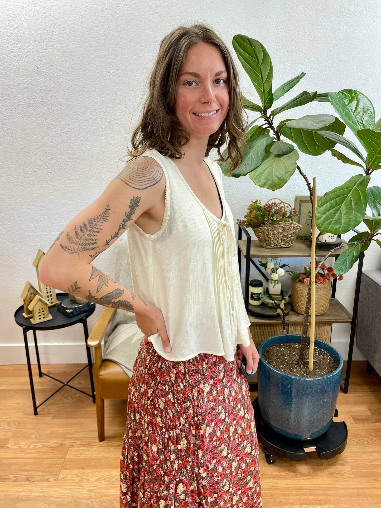 Oatmeal Pintuck Tank